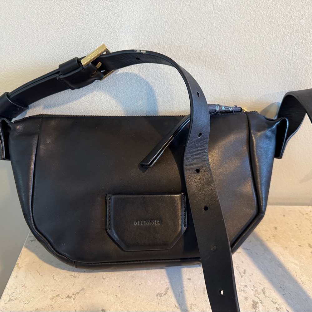 New AllSaimts Madea Black Leather Crossbody Shoukder Bag